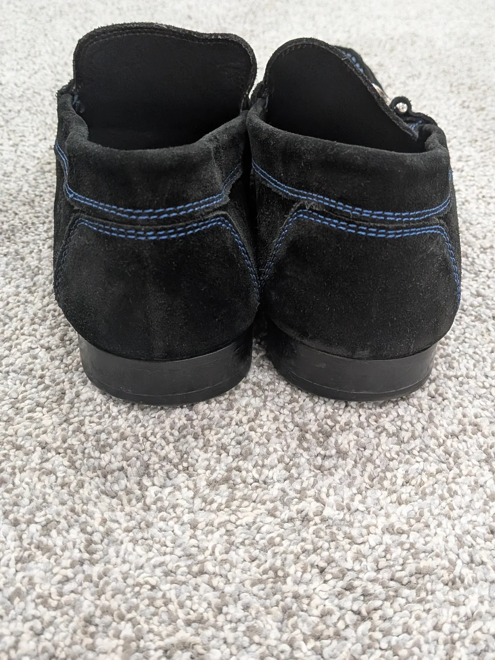 Donald J Pliner Dacio Black Suede Blue Stitched Bit Loafers Shoes Mens 11M